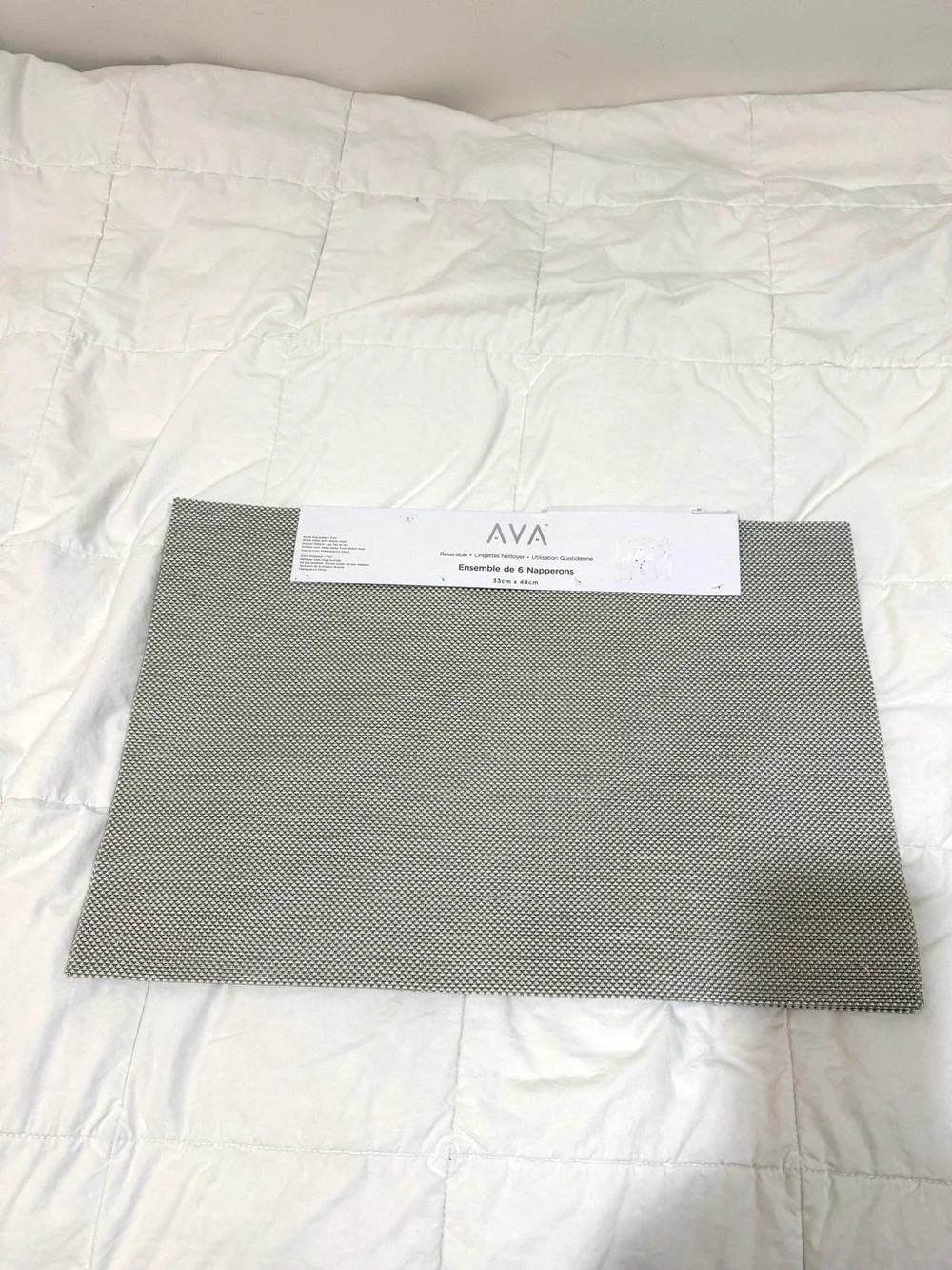 AVA Gray Woven Placemat - Set of 6 NEW Indoor/Outdoor